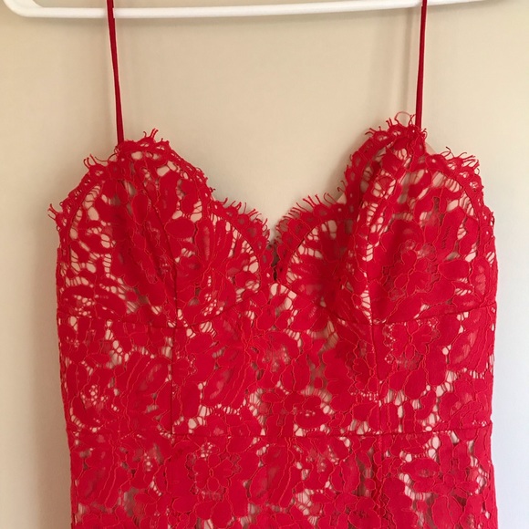 Free People x Fame and Partners Mollie Mini Dress Red Lace - Picture 9 of 10